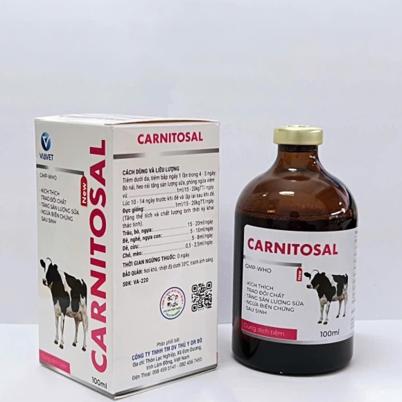 CARNITOSAL - KÍCH THÍCH TRAO ĐỔI CHẤT, TĂNG KHÔ-BÉO, SẢN LƯỢNG SỮA, NGỪA BIẾN CHỨNG SAU SINH 