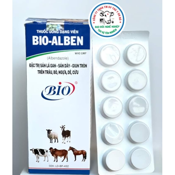 BIO-ALBEN- ĐẶC TRỊ VÀ TẨY CÁC LOẠI GIUN SÁN TRÊN: TRÂU,BÒ,NGỰA,DÊ,CỪU