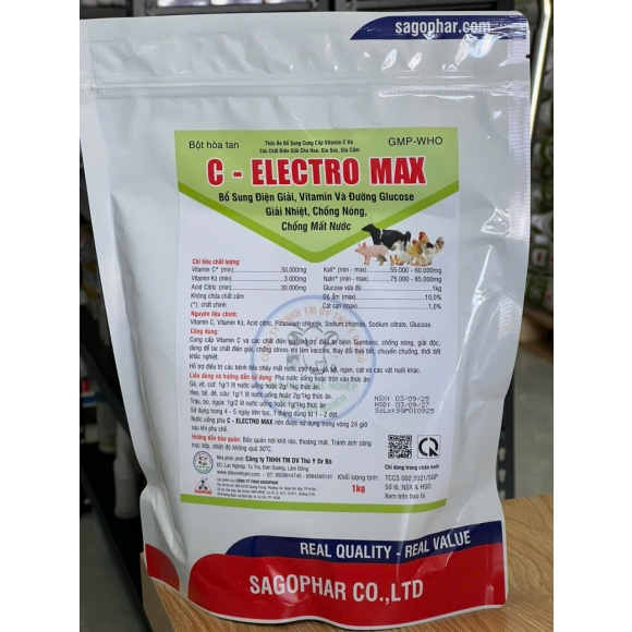 C-ELECTRO MAX - BỔ SUNG ĐIỆN GIẢI, VITAMIN VÀ ĐƯỜNG GLUCOSE, GIẢI NHIỆT, CHỐNG NÓNG, CHỐNG MẤT NƯỚC 